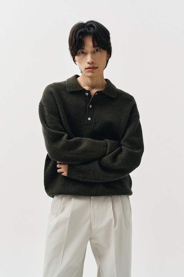 THE KNIT COMPANY - 스웨터 - 헤어리 울 카라 니트 4color