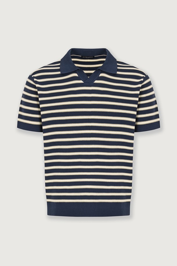 THEKNITCOMPANY - 스웨터 - (M) 오레아 스트라이프 골지 폴로 니트 3color