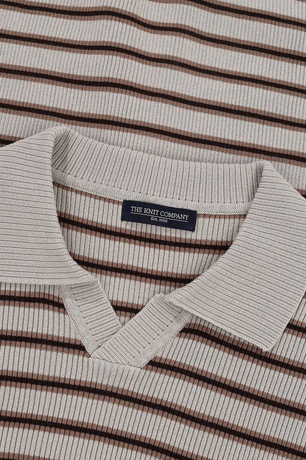 THEKNITCOMPANY - 스웨터 - (M) 오레아 스트라이프 골지 폴로 니트 3color