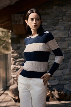 리스 실크 스트라이프 스웨터