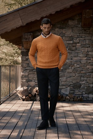 리스 실크 케이블 스웨터