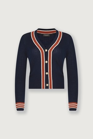 (W) 리스 실크 가디건 [오버츄어 네이비]