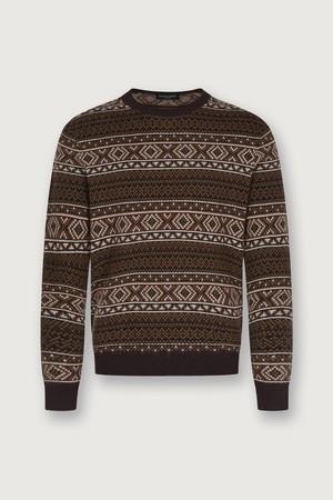 (M) 발투르 울 페어아일 스웨터 [실 브라운]