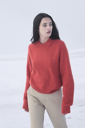 (W) 마엔 로얄 알파카 폴로 스웨터 2color