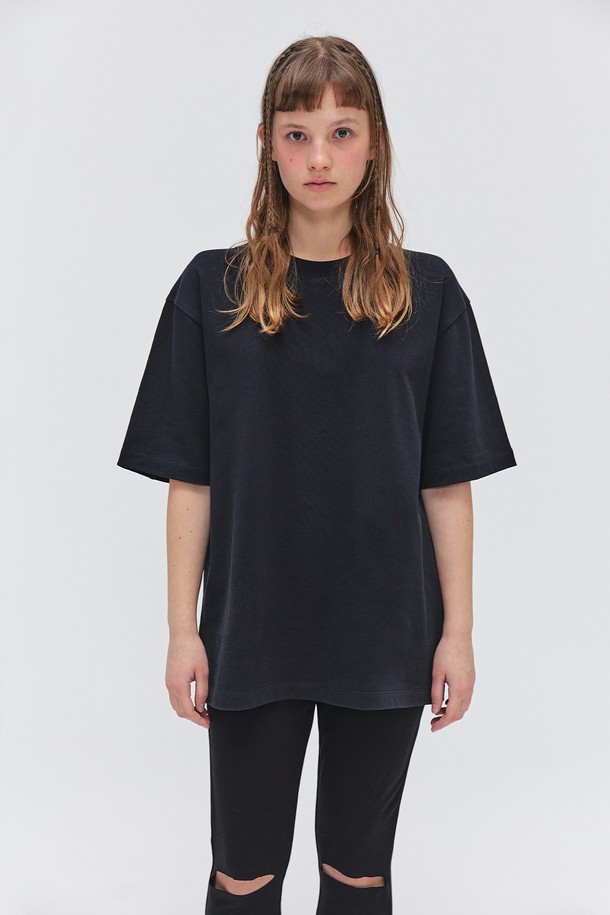 EZIO WOMEN - 반소매 티셔츠 - Oversized Half Sleeves T-shirt - Black