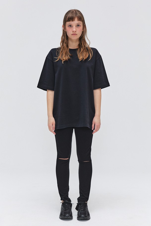 EZIO WOMEN - 반소매 티셔츠 - Oversized Half Sleeves T-shirt - Black