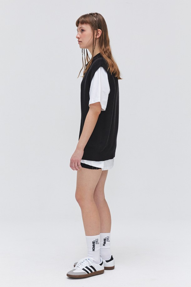 EZIO WOMEN - 민소매티셔츠 - 3 Buttons Collar Knit Vest - Black