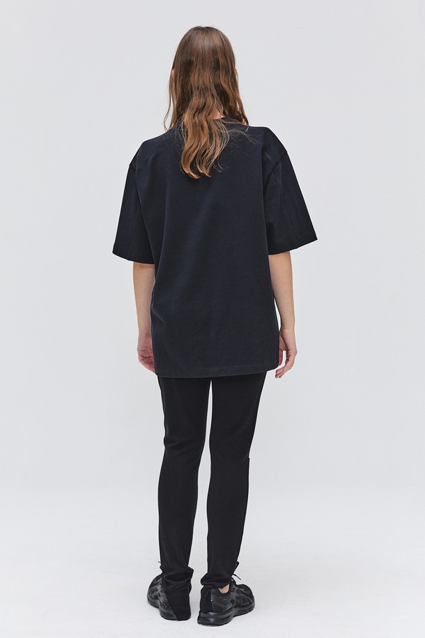 EZIO WOMEN - 반소매 티셔츠 - Oversized Half Sleeves T-shirt - Black