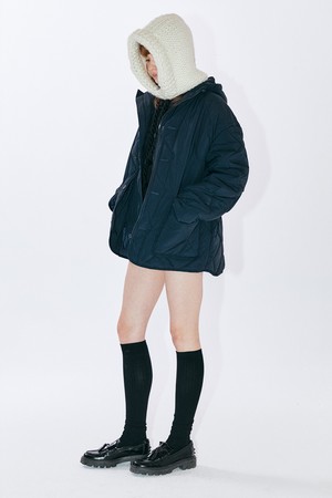 Detachable Hood Quilting Jumper - Navy