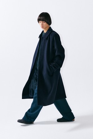 Oversize Classic Cashmere Balmacaan Coat - Navy