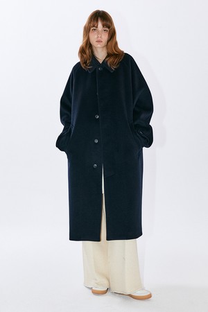 Oversize Classic Cashmere Balmacaan Coat - Navy