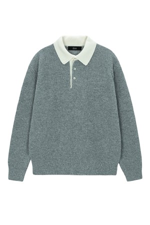 Overfit Rugby Polo Knit - Grey