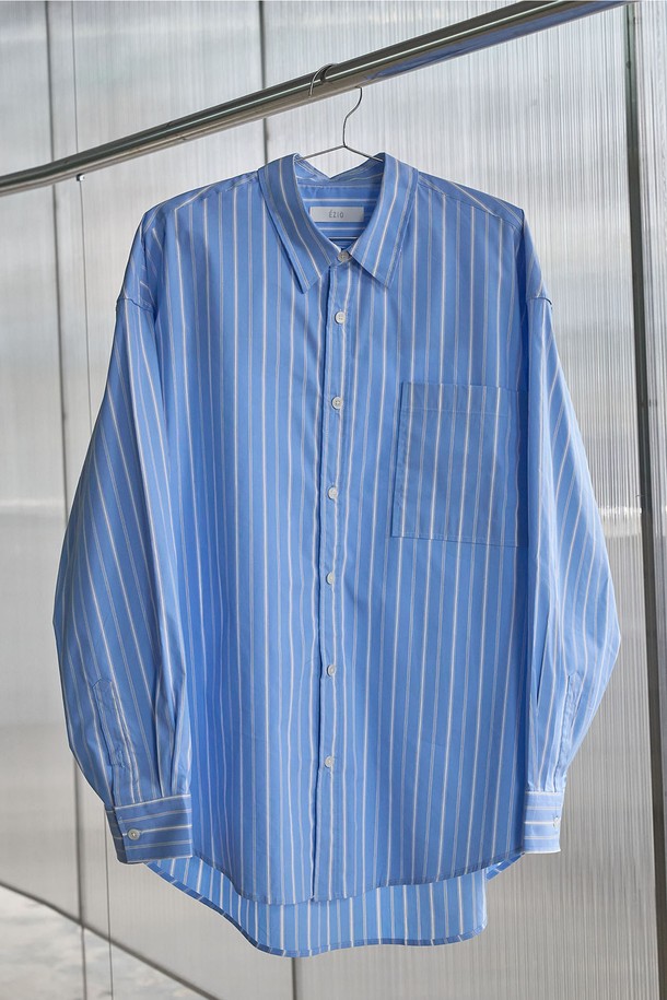 EZIO - 캐주얼셔츠 - OverFit Stripe Pocket Shirt_Sky Blue