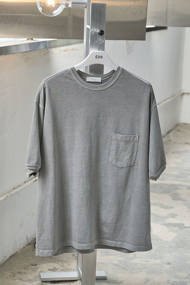 EZIO - 반팔티셔츠 - Vintage Pocket T-Shirt_Grey