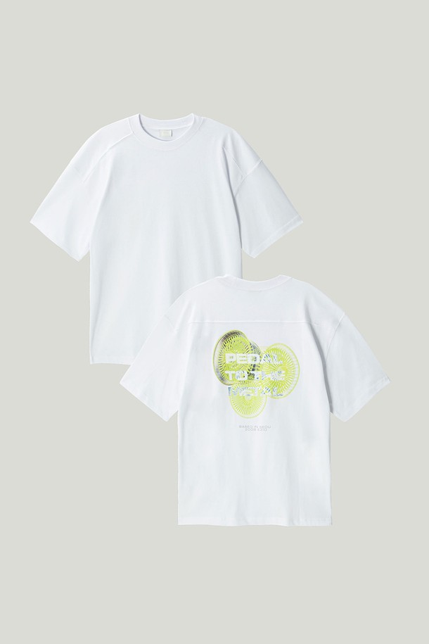 EZIO - 반팔티셔츠 - Basic Graphic T-Shirt_White Wheel