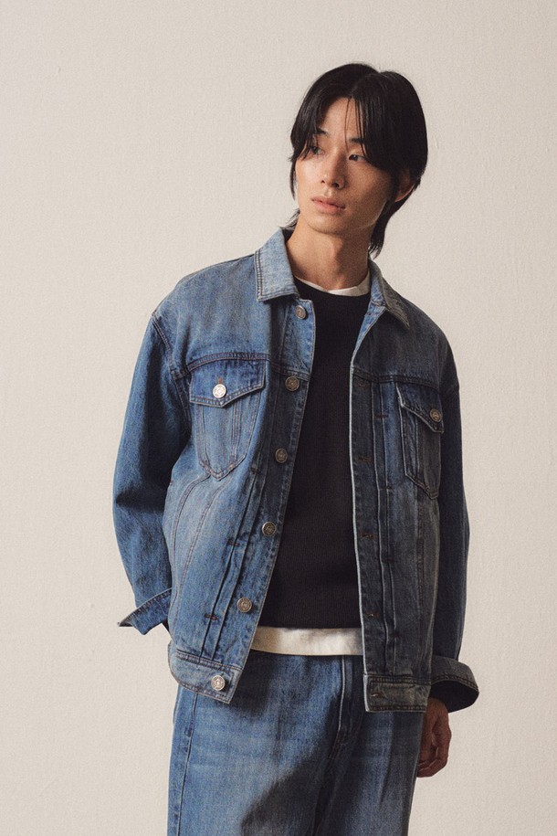 EZIO - 셔츠형자켓 - Blue Washed Denim Jacket