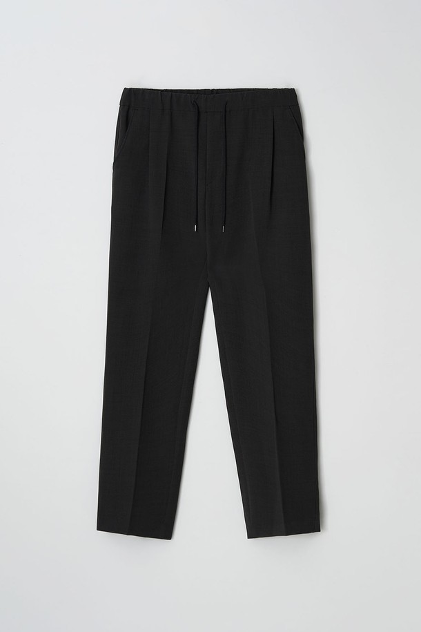 EZIO - 슬랙스/수트팬츠 - Semi-wide One-tuck Banding Pants_Charcoal