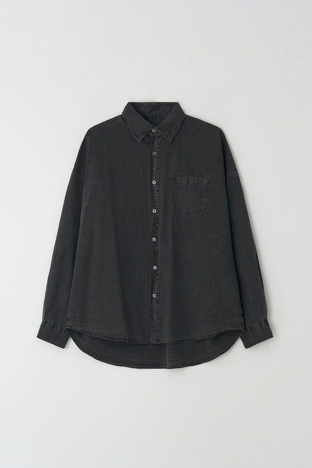 EZIO - 긴팔셔츠 - Vintage Pigment Casual Shirt_Charcoal