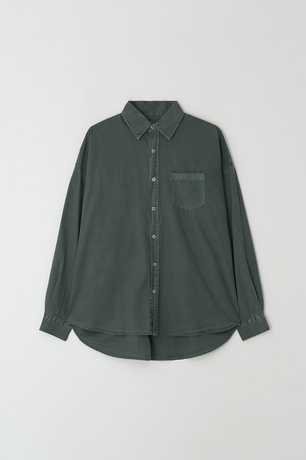 EZIO - 긴팔셔츠 - Vintage Pigment Casual Shirt_Green