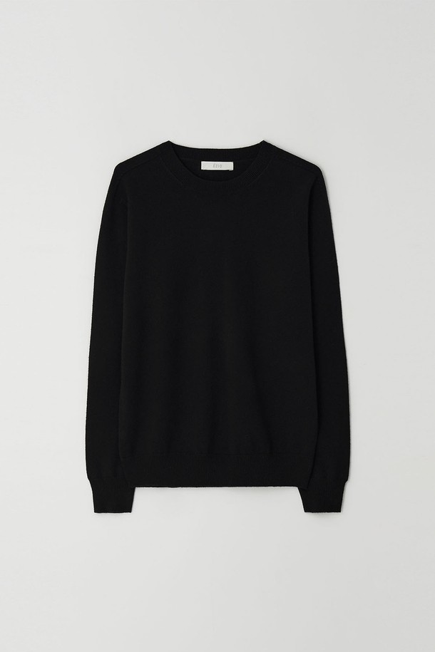 EZIO - 스웨터 - Wholegarment Cashlike Round Knit_Black