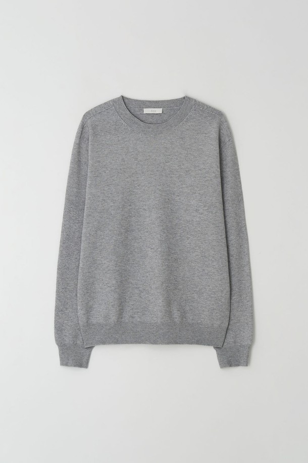 EZIO - 스웨터 - Wholegarment Cashlike Round Knit_Grey