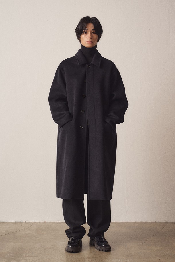 EZIO - 코트 - Cashmere Blend Handmade Single Mac Coat_Dark Navy