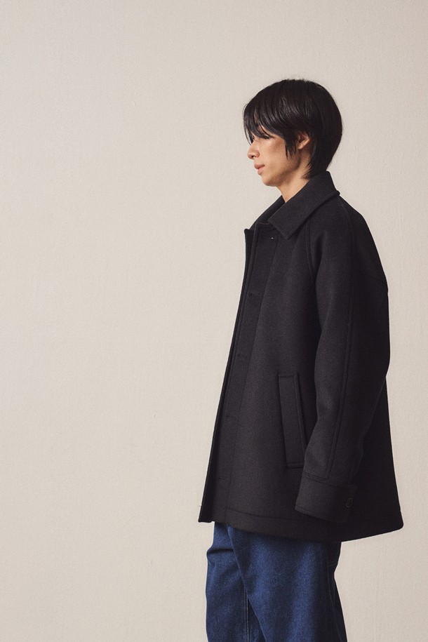 EZIO - 코트 - Cashmere Blend Soft Oversize Half Coat_Black