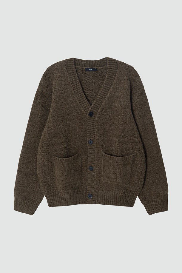 EZIO - 가디건 - Semi-over V-neck natural cardigan_Brown