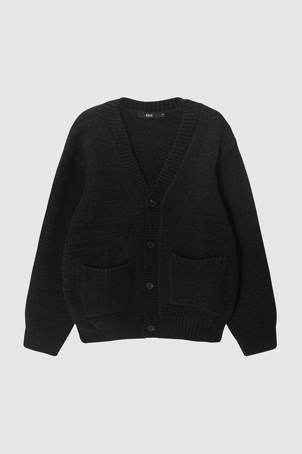 EZIO - 가디건 - Semi-over V-neck natural cardigan_Black