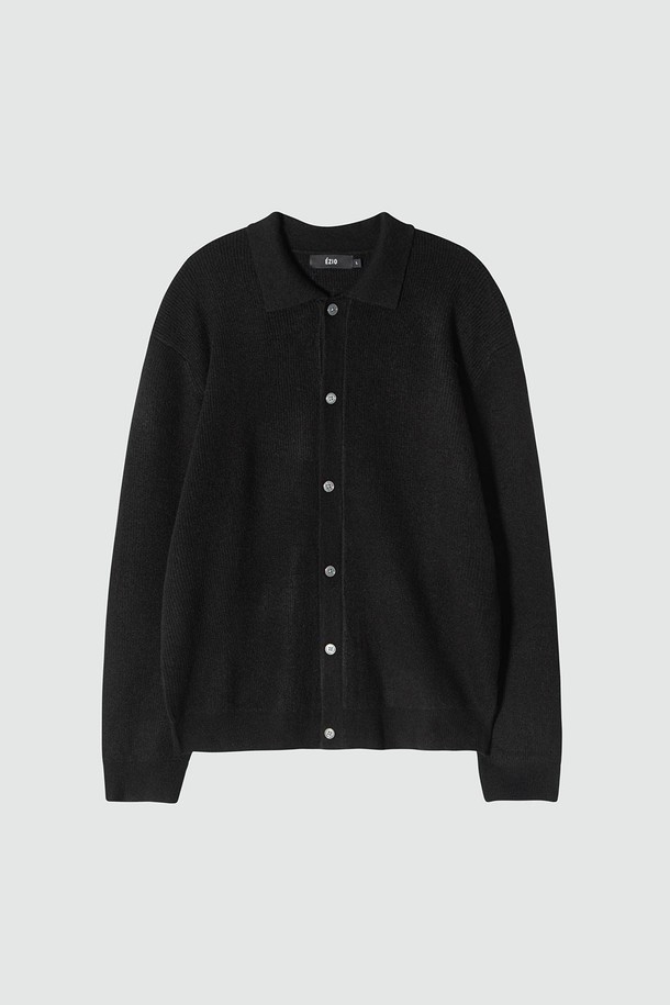 EZIO - 가디건 - Natural Collar Cardigan_Black