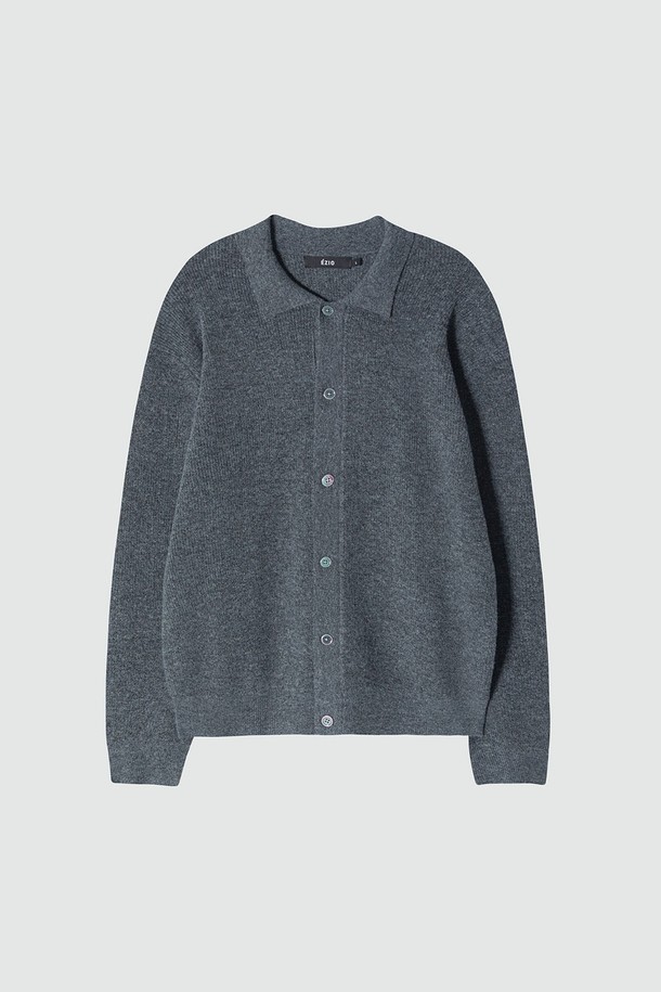 EZIO - 가디건 - Natural Collar Cardigan_Charcoal