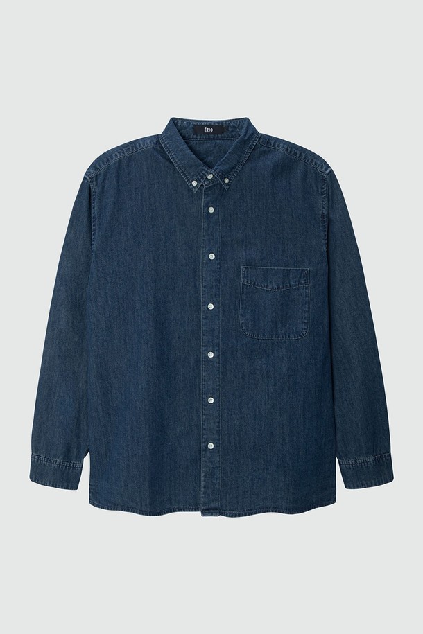 EZIO - 캐주얼셔츠 - Standard Natural Denim Shirt_Indigo