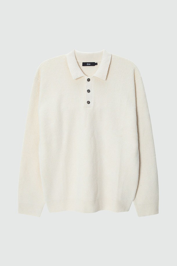 EZIO - 스웨터 - Loose Fit Daily Collar Knit_Ivory