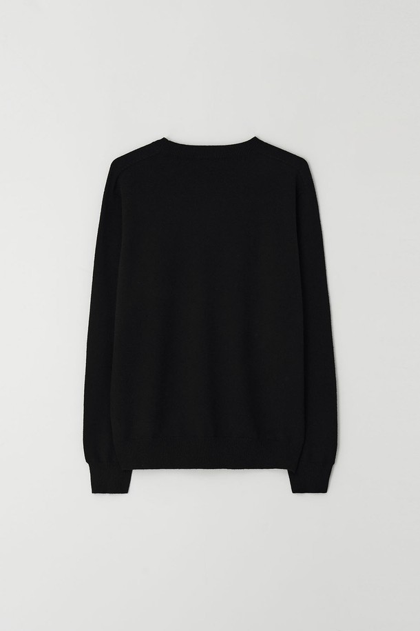 EZIO - 스웨터 - Wholegarment Cashlike Round Knit_Black