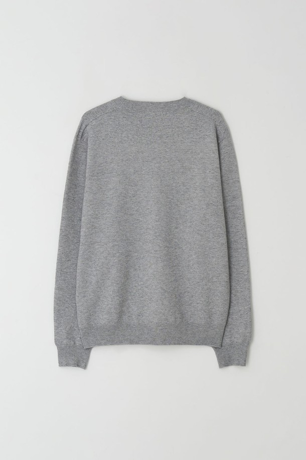 EZIO - 스웨터 - Wholegarment Cashlike Round Knit_Grey