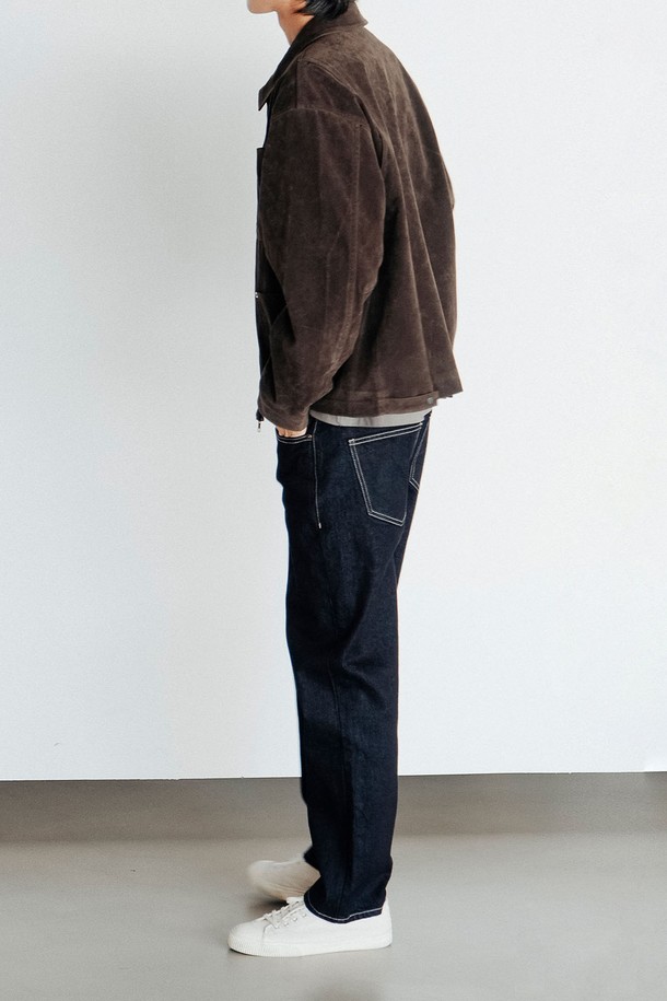 EZIO - 가죽 - Semi-over simple 2-way suede jacket_Brown