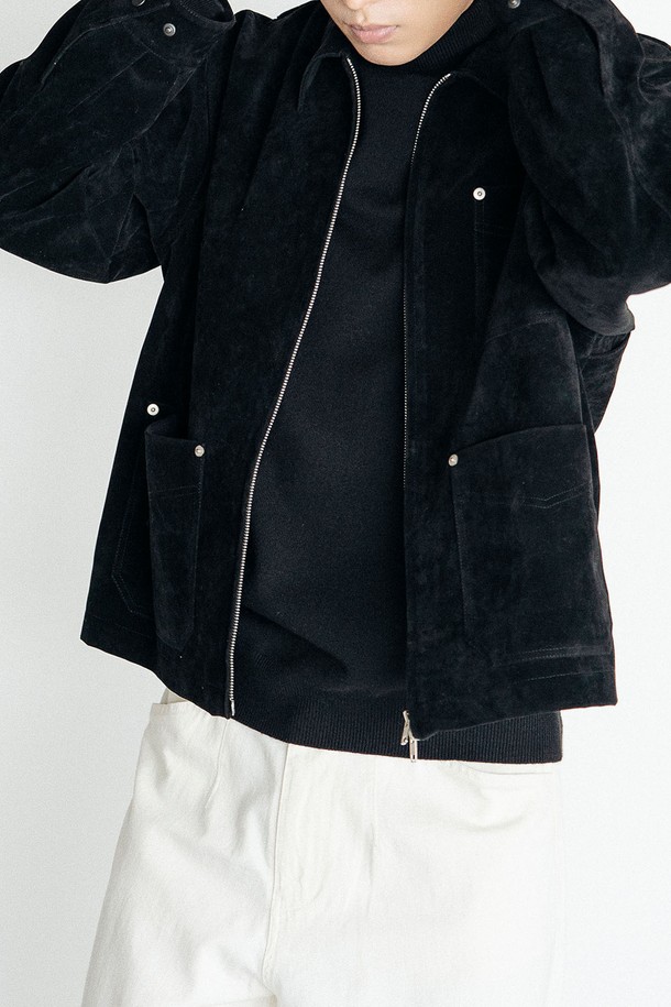 EZIO - 가죽 - Semi-over simple 2-way suede jacket_Black