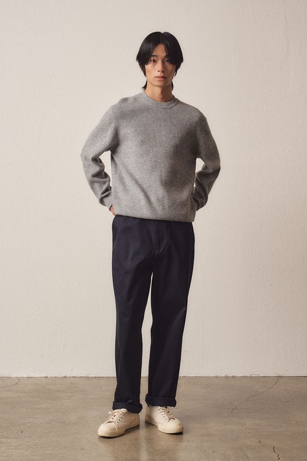 EZIO - 스웨터 - Soft Filling Round Knit_Grey