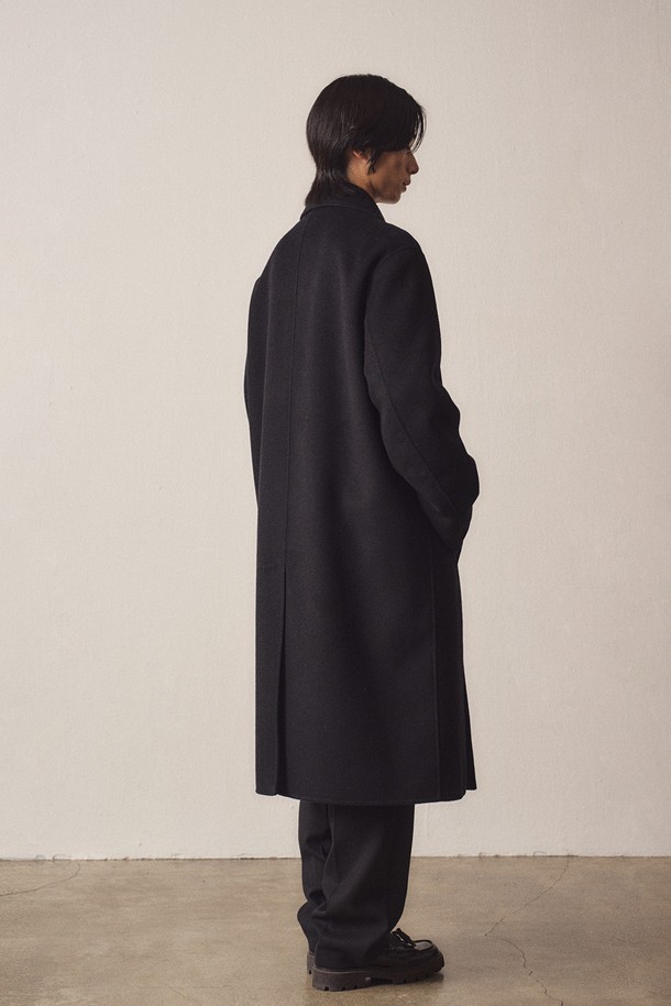 EZIO - 코트 - Cashmere Blend Handmade Wide Collar Double Long Coat_Black