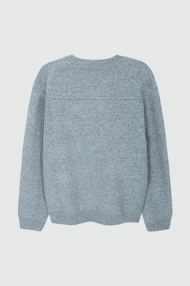 EZIO - 스웨터 - Soft Plain Round Knit_Grey