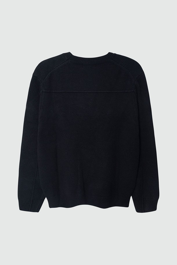 EZIO - 스웨터 - Soft Plain Round Knit_Black