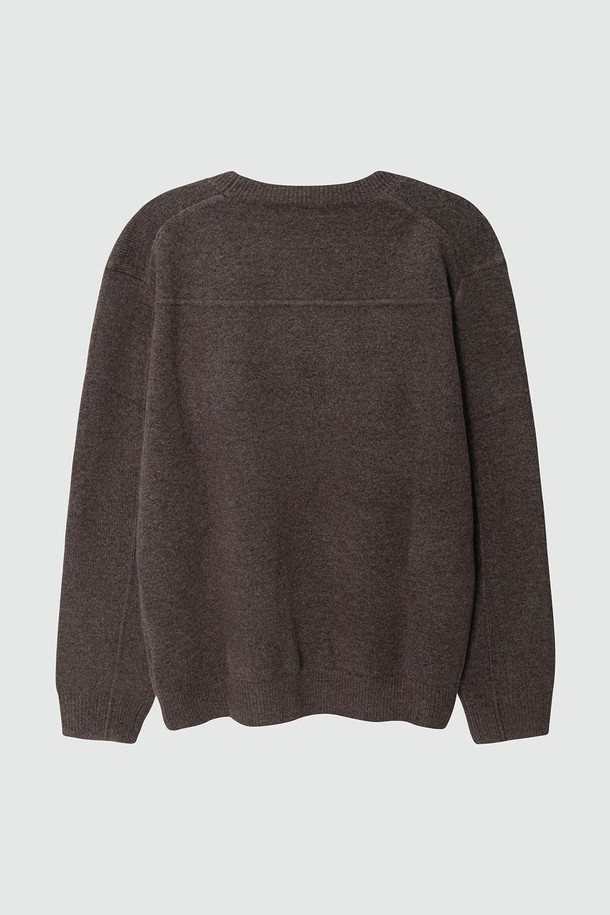 EZIO - 스웨터 - Soft Plain Round Knit_Brown