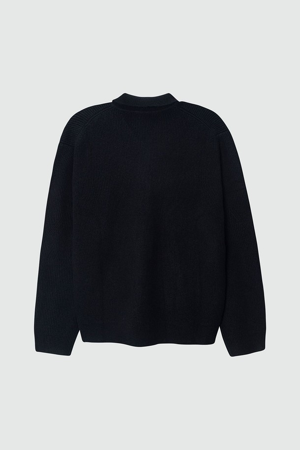 EZIO - 스웨터 - Loose Fit Daily Collar Knit_Black