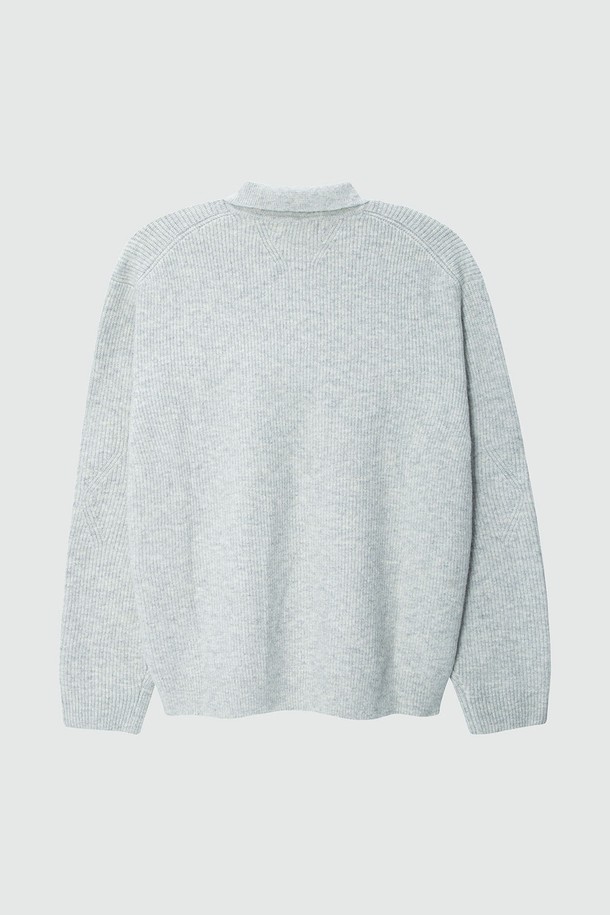 EZIO - 스웨터 - Loose Fit Daily Collar Knit_Light Grey