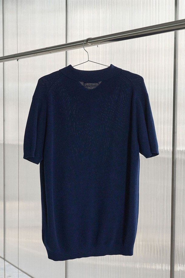 EZIO - 스웨터 - Hidden Collar Knit_Blue