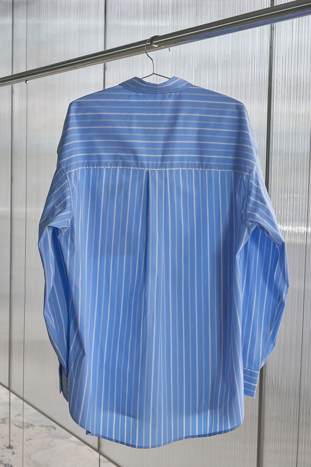 EZIO - 캐주얼셔츠 - OverFit Stripe Pocket Shirt_Sky Blue