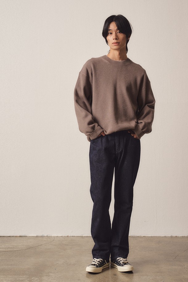 EZIO - 스웨터 - LooseFit Basic Knit_Khaki Beige