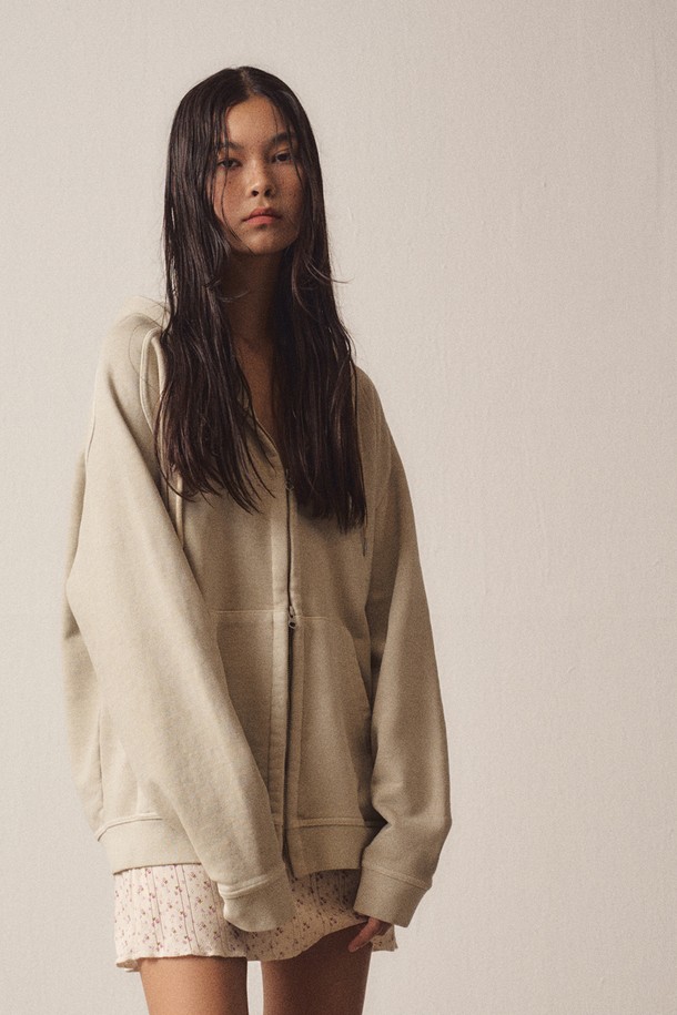 EZIO WOMEN - 후드 집업 - W Raven Extension Hooded Zip-Up_Beige