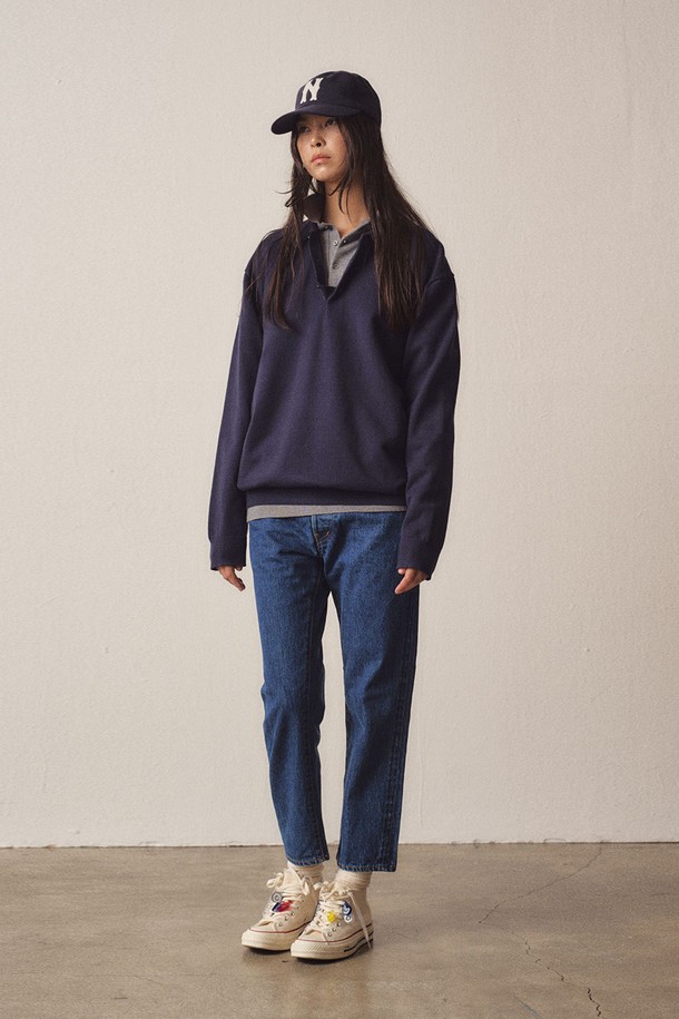 EZIO WOMEN - 스웨터 - W 3 Buttons Collar Knit_Navy