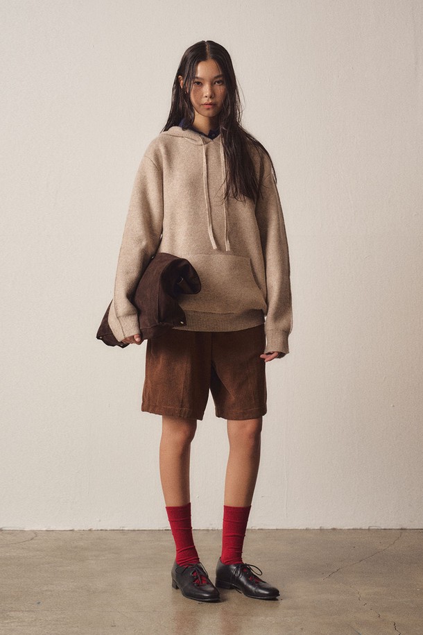 EZIO WOMEN - 스웨터 - W Milano Elbow Patch Hoodie Knit_Beige